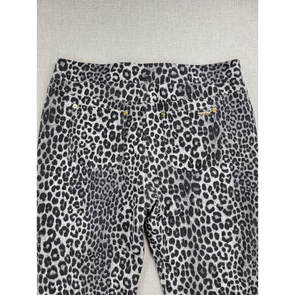 Michael Kors Womens Jeggings Size L Black Gray Leopard Print Pull On‎ Stretch - Picture 5 of 12
